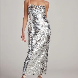 12th Tribe Pippa Silver Payette Maxi Dress
